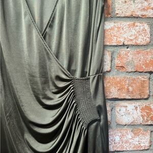 Banana Republic Olive Green Draped Side-Ruched Dress
